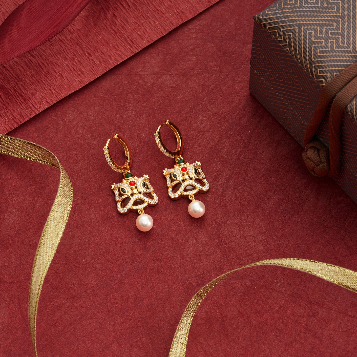 Palmero - The Lotus Collection - Lion Dancer "WuShi" Earrings