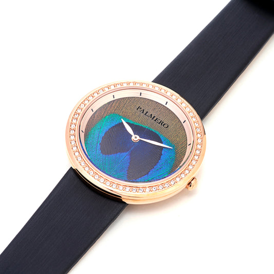 Palmero Ocelli Watch - Rose Gold and Black Strap