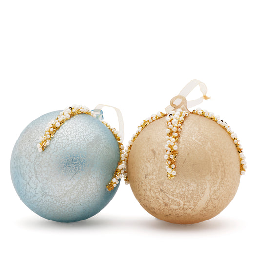 Pearls & Shimmer Ornaments, Set of 2 by Palmero Natale