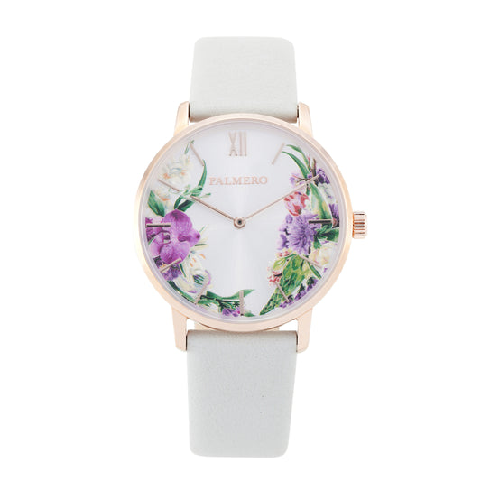 Palmero Viorel Watch – Rose Gold and White Strap